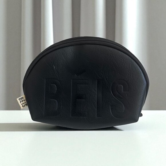 BEIS Black Logo Small Cosmetic Travel Zip Bag - Picture 1 of 7